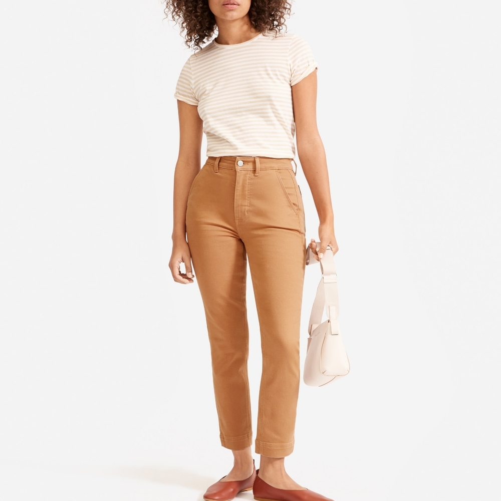 Everlane Slim Leg Crop in Tawny Brown